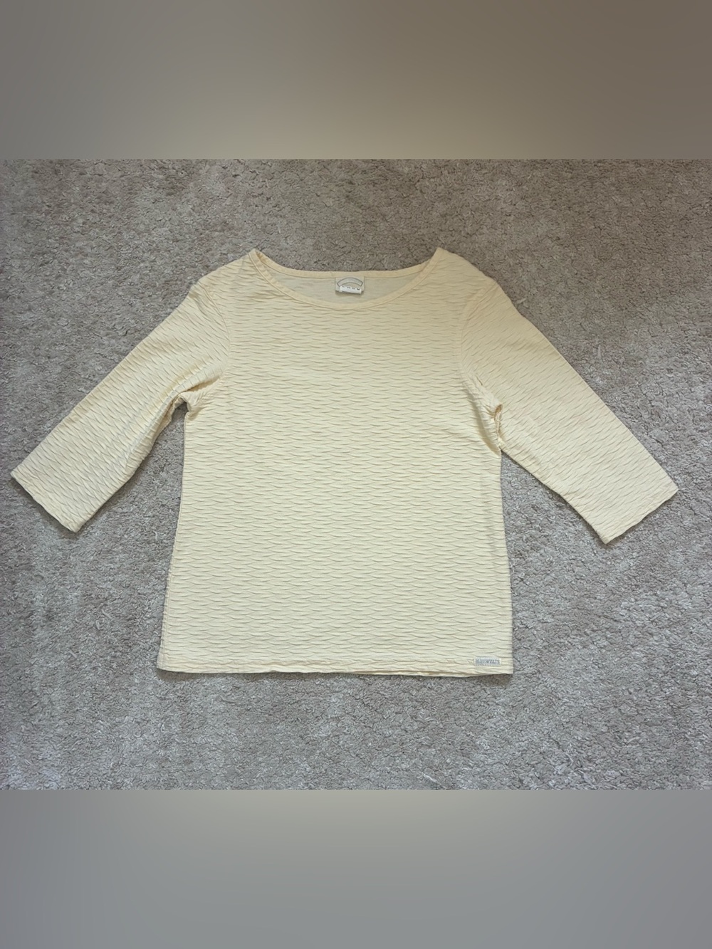 Blue Willi’s Denmark Cream Textured 3/4 Sleeve Cotton Top Size S